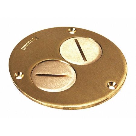 RACO Electrical Box Cover, 1 Gang, Round, Brass, Duplex Receptacle 6284