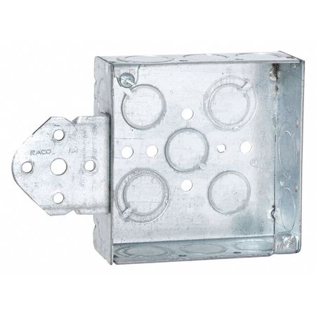 RACO Electrical Box, 21 cu in, Ceiling/Wall Box, Steel, Square 193