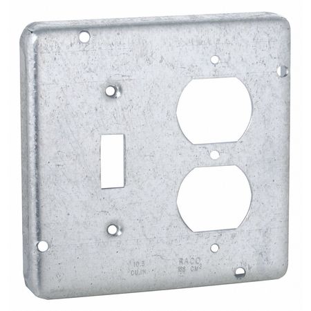 RACO Electrical Box Cover, Square, 876, Duplex Receptacle and Toggle Switch 876
