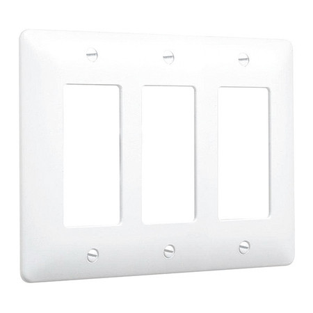 TAYMAC Masque Decorator Wall Plates, Number of Gangs: 3 Plastic, Textured Finish, White 5550W