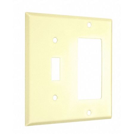 TAYMAC Toggle/Decorator Standard Wall Plates, Number of Gangs: 2 Metal, Smooth Finish, Ivory WI-TR