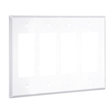 TAYMAC 4-Decorator Standard Wall Plates, Number of Gangs: 4 Metal, Smooth Finish, White WW-RRRR