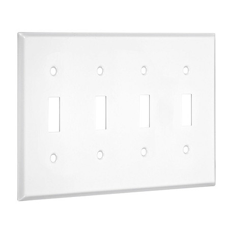 TAYMAC 4-Toggle Standard Wall Plates, Number of Gangs: 4 Metal, Smooth Finish, White WW-TTTT