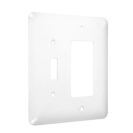 TAYMAC Toggle/Decorator Maxi Wall Plates, Number of Gangs: 2 Metal, Smooth Finish, White WRW-TR