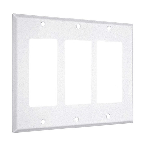TAYMAC 3-Decorator Standard Wall Plates, Number of Gangs: 3 Metal, Textured Finish, White WTW-RRR