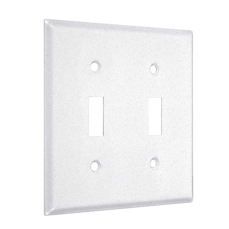 TAYMAC 2-Toggle Standard Wall Plates, Number of Gangs: 2 Metal, Textured Finish, White WTW-TT