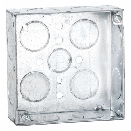 RACO Electrical Box, 21 cu in, Ceiling/Wall Box, 2 Gang, Steel, Square 181