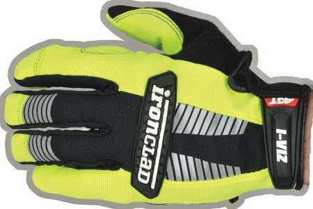 Ironclad Performance Wear Hi-Vis Mechanics Gloves, 2XL, Green, Ribbed Nylon/Spandex IVG2-06-XXL