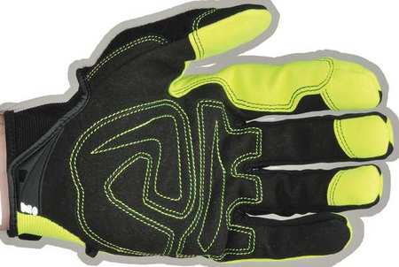 Ironclad Performance Wear Hi-Vis Mechanics Gloves, 2XL, Green, Ribbed Nylon/Spandex IVG2-06-XXL