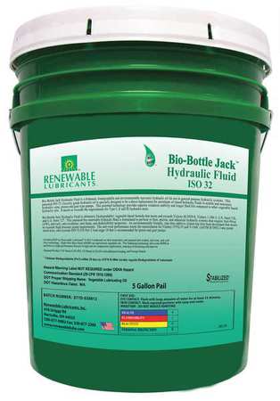 RENEWABLE LUBRICANTS 5 gal Pail, Hydraulic Oil, 32 ISO Viscosity, Not Specified SAE 81634