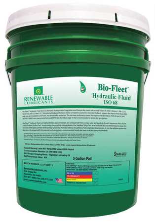 RENEWABLE LUBRICANTS 5 gal Pail, Hydraulic Oil, 68 ISO Viscosity, Not Specified SAE 80844
