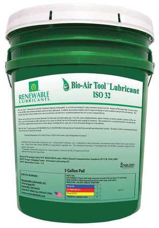 Renewable Lubricants Biodegradable Air Tool Oil, 5 gal. 83114
