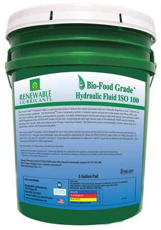 RENEWABLE LUBRICANTS 5 gal Pail, Hydraulic Oil, 22 ISO Viscosity, Not Specified SAE 87154