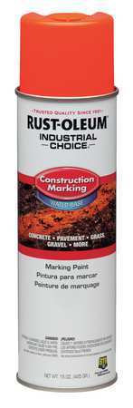 RUST-OLEUM Construction Marking Paint, 15 oz., Fluorescent Red/Orange, Water -Based 264699