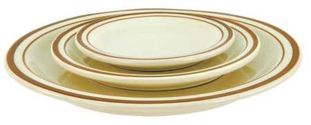 CRESTWARE Plate, 7-1/2", Ceramic Brown Speckled with Brown Band PK36 SC43
