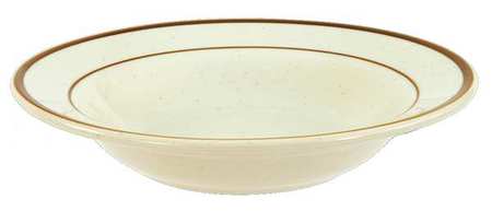 CRESTWARE Rimmed Soup Bowl, 12 oz., Ceramic Brown Speckled w/Double Band PK24 SC61