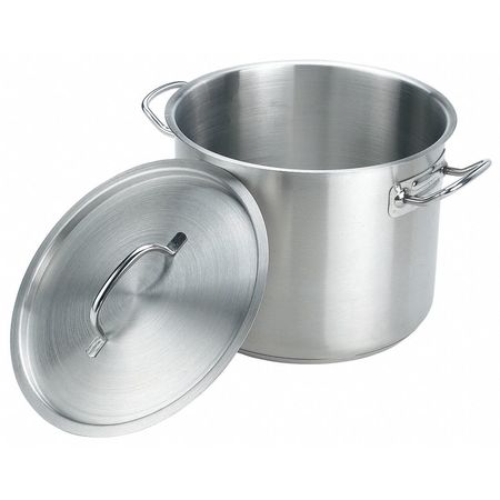 CRESTWARE Stock Pot w/Cover, 8 qt, 11 In., SS SSPOT08