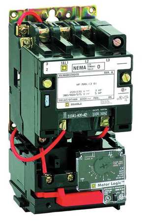 Square D Nonreversing NEMA Magnetic Motor Starter, No Enclosure NEMA Rating, 120V AC, 3 Poles, 1NO 8536SAO12V02H30S