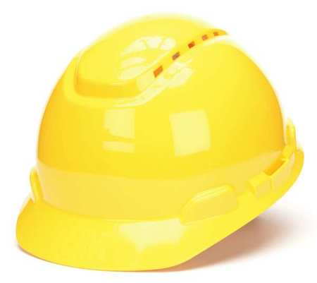 3M Front Brim Hard Hat, Type 1, Class C, Ratchet (4-Point), Yellow H-702V