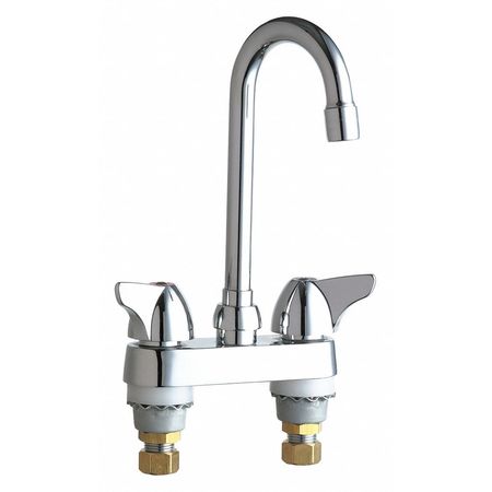 Chicago Faucet Manual 4" Mount, 2 Hole Gooseneck Bathroom Faucet, Chrome plated 1895-ABCP