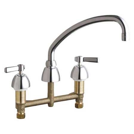 CHICAGO FAUCET Manual, 8" Mount, Commercial 3 Hole Low Arc Kitchen Faucet 201-AABCP