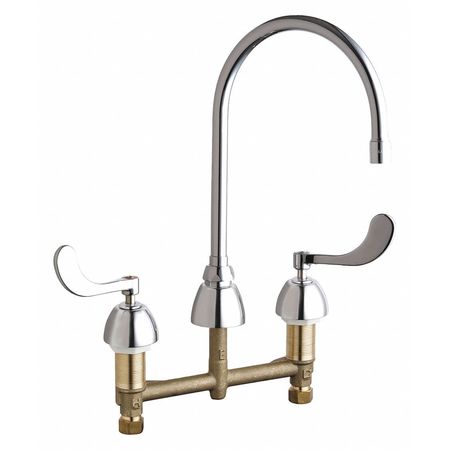 CHICAGO FAUCET Manual, 8" Mount, Commercial Concealed Kitchen Sink Faucet 201-G8AE35-317XKAB
