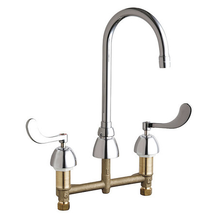 Chicago Faucet Manual 8" Mount, Concealed Hot And Cold Water Sink Faucet, Chrome plated 786-E3XKABCP