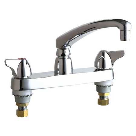Chicago Faucet Manual, 8" Mount, Commercial 2 Hole Low Arc Kitchen Faucet 1100-ABCP