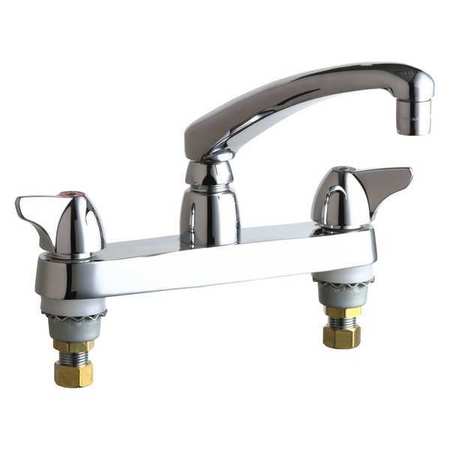 CHICAGO FAUCET Manual, 8" Mount, Commercial 2 Hole Low Arc Kitchen Faucet 1100-ABCP