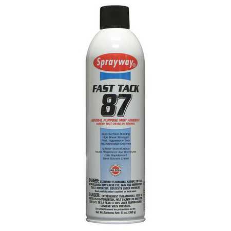 Sprayway Spray Adhesive, Fast Tack 87 Series, White, 20 oz, Aerosol Can SW087