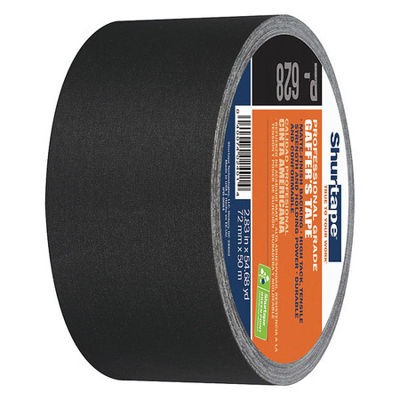 SHURTAPE Gaffers Tape, 50m x 72mm, Black, Pk16 P- 628
