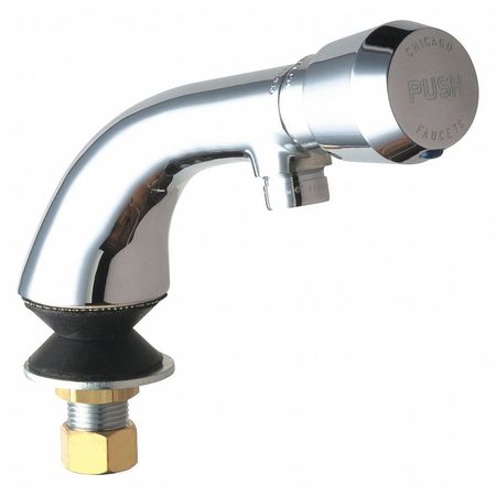 CHICAGO FAUCET Metering Single Hole Mount, 1 Hole Single Faucet Metering, Chrome plated 807-E12V665PSHAB