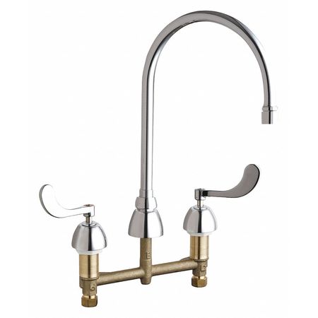 CHICAGO FAUCET Manual, 8" Mount, Commercial Concealed Kitchen Sink Faucet 786-GR8AE3V317AB