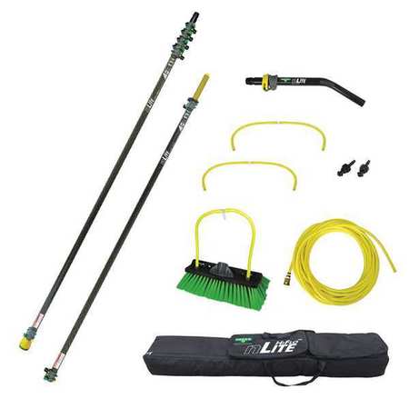 Unger Water Fed Pole Kit, Nylon bristles, 33' L NLKU6