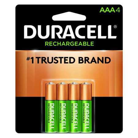 DURACELL Precharged Recharg. Battery, AAA, NiMh, PK4 DX2400R4