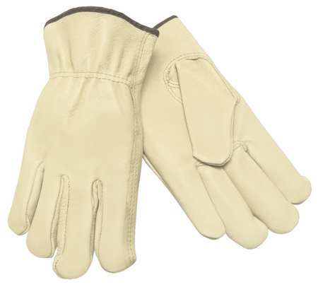 MCR SAFETY Leather Palm Gloves, Pigskin, Shirred, M, PR 3401M