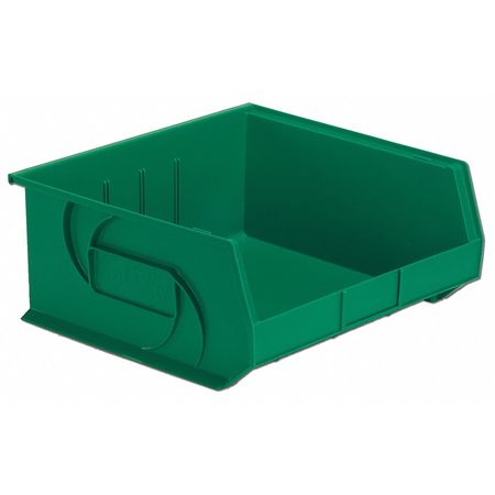 Lewisbins 40 lb Hang & Stack Storage Bin, Plastic, 16 1/2 in W, 7 in H, Green, 14 3/4 in L PB1416-7 Green