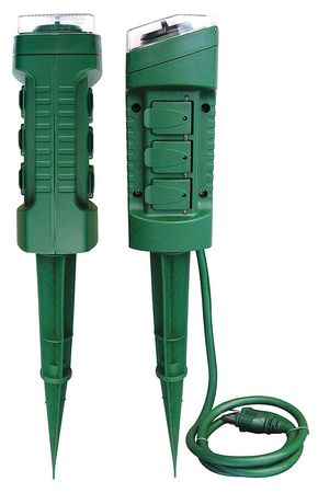 POWER FIRST Ground Stake, 6 Outlet, 125V 21RJ26