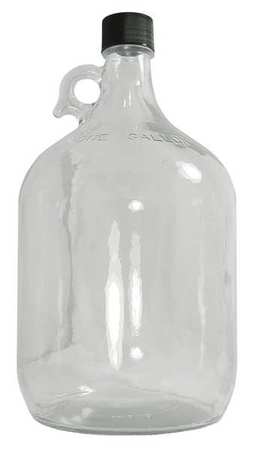 QORPAK Bottle, Wide, 128 Oz, Jug Shape, Glass, PK4 GLC-01425