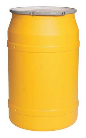 EAGLE MFG Open Head Transport Drum, Polyethylene, 57.5 gal, Unlined, Yellow 1656M