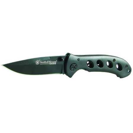 SMITH & WESSON Folding Knife, Drop Point, 3-1/4 In, Grey SW423GCP