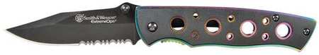 SMITH & WESSON Folding Knife, Drop Point, 2-3/4 In, Black CK113S