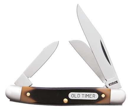 Schrade Folding Knife, 3 Blades, 2 In, Brown 108OTCP