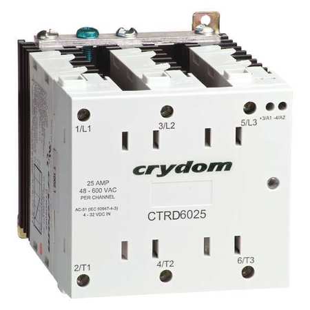 CRYDOM Solid State Relay, 90 to 140VAC, 25A CTRB6025