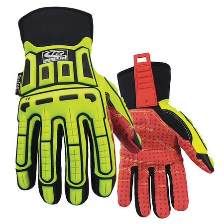 RINGERS GLOVES Hi-Vis Cut Resistant Impact Gloves, A2 Cut Level, Uncoated, 3XL, 1 PR 270-13