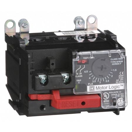 SQUARE D Overload Relay, 1.50 to 4.50A, Class 10/20 9065SFB20
