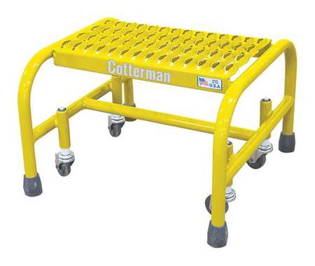 COTTERMAN Rolling Ladder, Steel, 12"H., Yellow 1001N1818A3E10B3C2P1