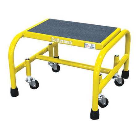 COTTERMAN Rolling Ladder, Steel, 12InH, 1 Step, Yellow 1001N1818A5E10B3C2P1