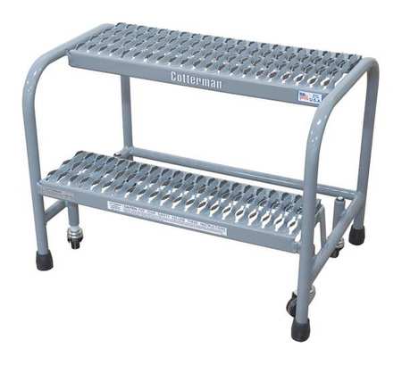 COTTERMAN Rolling Ladder, Steel, 20"H., Gray, Base Depth: 28" 1002N2626A3E20B3C1P1