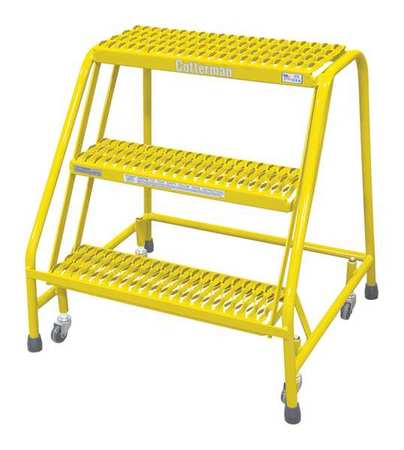 COTTERMAN Rolling Ladder, Steel, 30"H., Yellow, Base Depth: 26" 1003N2630A3E10B3C2P6